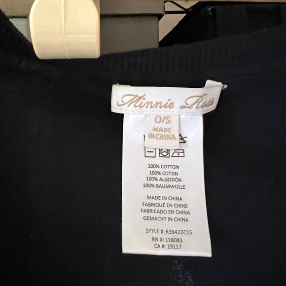 MINNIE ROSE fringed poncho. Navy blue. - Picture 5 of 6